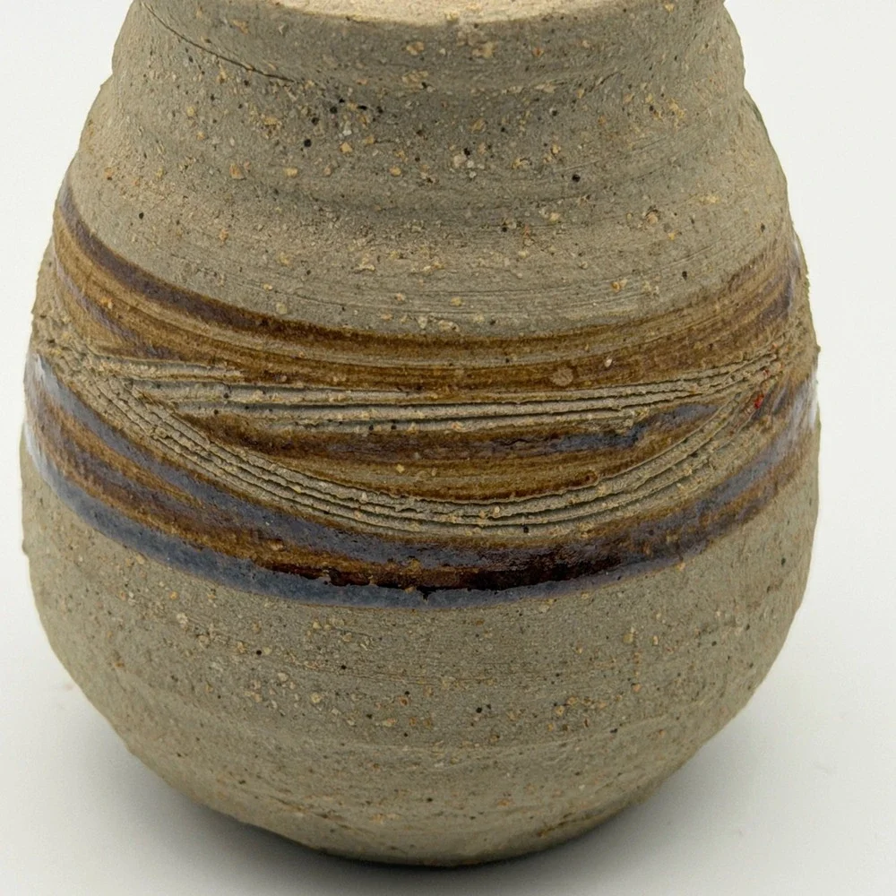 Vintage Studio Pottery Bud Vase Rustic Stoneware‎ Mini Vase Earth Tone Handmade